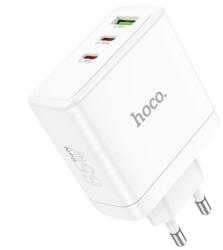 hoco. Incarcator pentru Priza GaN, Fast Charging, USB, 2x Type-C, 65W, Hoco Glory (N30), White