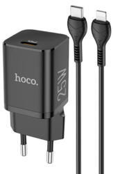 hoco. Incarcator USB-C, PD 25W, QC 3.0, 3A + Cablu Type-C la Lightning, 1m, Hoco Rigorous (N19), Black