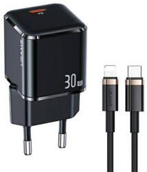 USAMS Incarcator Priza 1xUSB-C GaN 30W + Cablu Lightning 1.2m, Usams (UXTZH01), Black