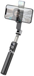 Hoco Selfie Stick Bluetooth cu Telecomanda, Lumini LED si Trepied, 80cm, Hoco (K16), Black