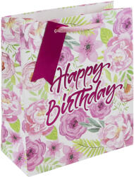 Eurowrap ajándéktasak (21, 5x25x10 cm) rózsaszirmos, Happy Birthday (4) (33970-3C)