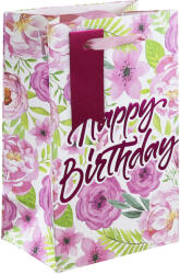 Eurowrap ajándéktasak (12, 7x20, 3x9 cm) rózsaszirmos, Happy Birthday (4) (33970-9C)