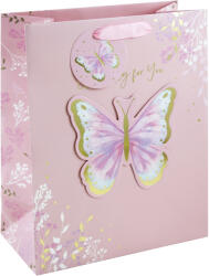  Eurowrap ajándéktasak (26, 5x33x14 cm) rózsaszín, 3D pillangós (4) (33538-2C)