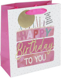 Eurowrap ajándéktasak (21, 5x25x10 cm) rózsaszín torta, Happy Birthday (4) (33967-3C)