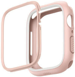 Apple Watch 1-6, SE (44 mm) / Watch 7-8 (45 mm), Műanyag + szilikon védőkeret, szíj nélkül, közepesen ütésálló, 2 db cserélhető kerettel, Uniq Moduo, rózsaszín - tok-shop