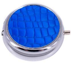 Angelo kör alakú színes zsebhamutál - króm, kék pikkely mintás (A-400802-6)