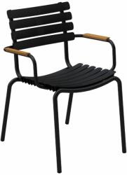 HOUE Fekete műanyag kerti szék HOUE ReClips bambusz karfával (22302-2024-03)