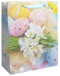  Húsvéti ajándéktáska 23x18cm, közepes, hóvirág és tojások