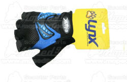 kerékpár kesztyű BRING3 M rövid ujjas fekete/kék neoprén, sztreccs és hálós kézfej, zselés-szintetikus bőr tenyér LYNX