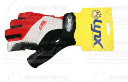  kerékpár kesztyű BRING2 XS rövid ujjas piros/fehér/fekete bársonyos, hálós, sztreccs kézfej, zselés-szintetikus bőr tenyér LYNX