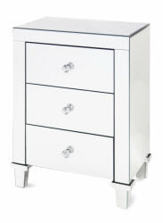 Art-Pol Vetrario design körbe tükrös keskeny komód 3 fiókkal üveg gombokkal 66x45.5x38cm (117138)
