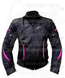 motoros kabát ASHLEY, Méret: XXL, fekete pink csíkkal, poliészter anyagból, CE jóváhagyott protektorok, NŐI, MZONE