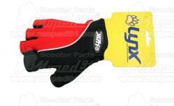  kerékpár kesztyű BRING1 M rövid ujjas piros/fekete szintetikus bőr tenyér, sztreccs és hálós kézfej, zselés tenyérkitöltés LYNX