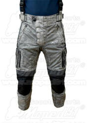 motoros nadrág DAVID, méret: XL, szürke-fekete, poliészter anyagból, CE jóváhagyott protektorok, férfi, MZONE