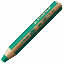 STABILO Színes ceruza Stabilo kerek, vastag, Woody 3 in 1 sötétzöld