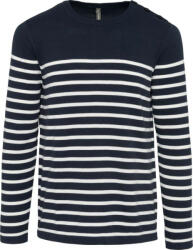Kariban Férfi vállon gombolós csíkos pulóver, Kariban KA989, Striped Navy/Off White-S (ka989stnv-owh-s)