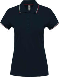 Kariban Női kontrasztcsíkos rövid ujjú galléros piké póló, Kariban KA251, Navy/Wine/White-XL (ka251nv-wn-wh-xl)