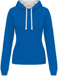 Kariban Női pulóver kontrasztos bélésű kapucnival, Kariban KA465, Light Royal Blue/White-M (ka465lro-wh-m)