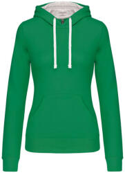Kariban Női pulóver kontrasztos bélésű kapucnival, Kariban KA465, Light Kelly Green/White-M (ka465lkg-wh-m)