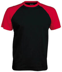 Kariban Férfi raglán ujjú kétszínű baseball póló, Kariban KA330, Black/Red-L (ka330bl-re-l)