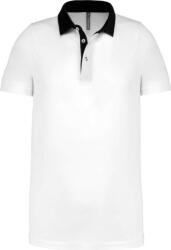 Kariban Férfi galléros jersey póló, kontrasztos gallérral, Kariban KA260, White/Navy-M (ka260wh-nv-m)