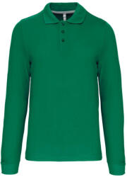 Kariban Férfi hosszú ujjú galléros piké póló, Kariban KA243, Kelly Green-M (ka243kl-m)