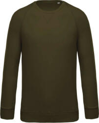 Kariban Férfi organikus környakas raglános pulóver, Kariban KA480, Mossy Green-2XL (ka480mgn-2xl)