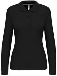 Kariban Női hosszú ujjú galléros piké póló, Kariban KA244, Black-L (ka244bl-l)