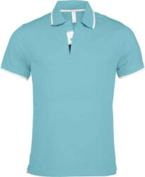 Kariban Férfi galléros piké póló, kontrasztcsíkos szélekkel, Kariban KA245, Light Turquoise/White/Navy-M (ka245ltu-wh-m)