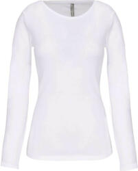 Kariban Női hosszú ujjú kereknyakú sztreccs póló, Kariban KA3017, White-L (ka3017wh-l)