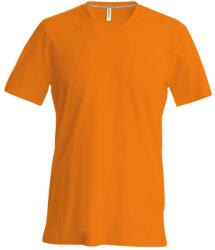 Kariban Férfi oldalvarrott V-nyakú rövid ujjó póló, Kariban KA357, Orange-2XL (ka357or-2xl)