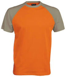 Kariban Férfi raglán ujjú kétszínű baseball póló, Kariban KA330, Orange/Light Grey-S (ka330or-lg-s)