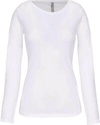 Kariban Női hosszú ujjú kereknyakú sztreccs póló, Kariban KA3017, White-XL (ka3017wh-xl)