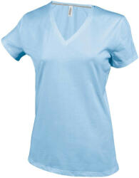 Kariban Női V-nyakú rövid ujjú pamut póló, Kariban KA381, Sky Blue-3XL (ka381sb-3xl)
