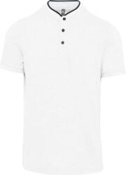 Kariban Férfi mandarin galléros rövid ujjú póló, Kariban KA223, White/Navy-XL (ka223wh-nv-xl)