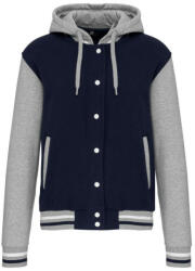 Kariban Uniszex kapucnis patentos vastag pulóver, Kariban KA4003, Navy/Oxford Grey/White-L (ka4003nv-oxg-wh-l)