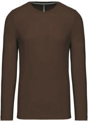 Kariban Férfi kereknyakú hosszú ujjú pamut póló, Kariban KA359, Chocolate-4XL (ka359co-4xl)