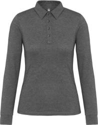Kariban Női galléros hosszú ujjú jersey póló, Kariban KA265, Grey Heather-L (ka265grh-l)