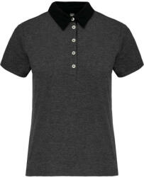 Kariban Női galléros jersey póló, kontrasztos gallérral, Kariban KA261, Dark Grey Heather/Black-XS (ka261dgh-bl-xs)