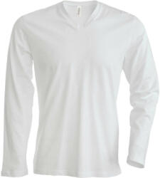 Kariban Férfi hosszú ujjú V-nyakú pamut póló, Kariban KA358, White-L (ka358wh-l)
