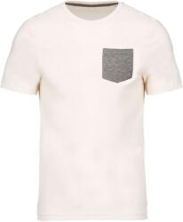 Kariban Férfi organikus környakas póló kontrasztos színű zsebbel, Kariban KA375, Cream/Grey Heather-3XL (ka375cm-grh-3xl)