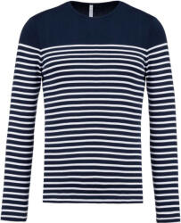 Kariban Férfi kereknyakú csíkos hosszú ujjú póló, Kariban KA366, Striped Navy/White-2XL (ka366stnv-wh-2xl)