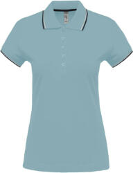 Kariban Női kontrasztcsíkos rövid ujjú galléros piké póló, Kariban KA251, Sky Blue/Navy/White-S (ka251sb-nv-wh-s)