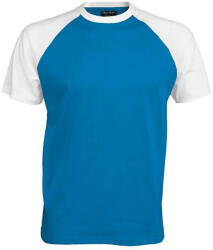 Kariban Férfi raglán ujjú kétszínű baseball póló, Kariban KA330, Aqua Blue/White-L (ka330aq-wh-l)