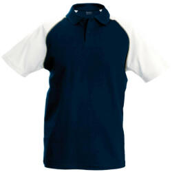 Kariban Férfi baseball galléros rövid ujjú piké póló, Kariban KA226, Navy/White-M (ka226nv-wh-m)