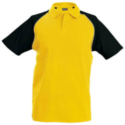 Kariban Férfi baseball galléros rövid ujjú piké póló, Kariban KA226, Yellow/Black-M (ka226ye-bl-m)