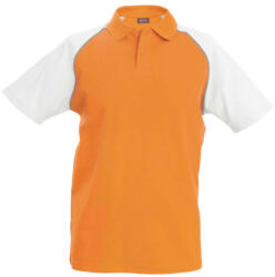 Kariban Férfi baseball galléros rövid ujjú piké póló, Kariban KA226, Orange/White-3XL (ka226or-wh-3xl)