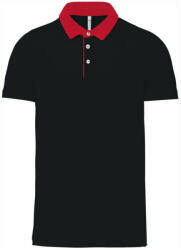 Kariban Férfi galléros jersey póló, kontrasztos gallérral, Kariban KA260, Black/Red-M (ka260bl-re-m)