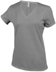 Kariban Női V-nyakú rövid ujjú póló, Kariban KA381, Oxford Grey-XL (ka381oxg-xl)