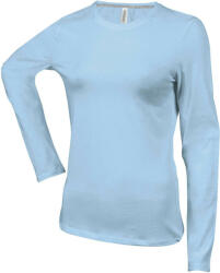 Kariban Női hosszú ujjú kereknyakú pamut póló, Kariban KA383, Sky Blue-3XL (ka383sb-3xl)